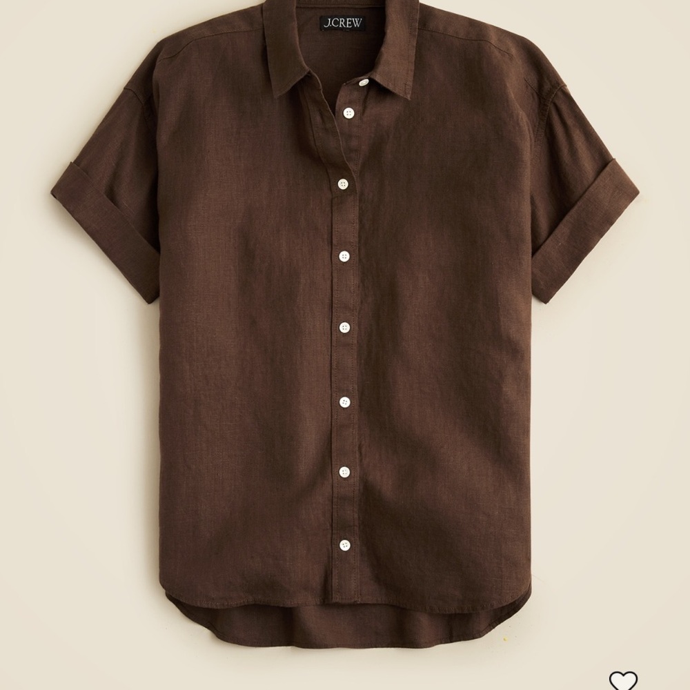 J. Crew Dark Brown Capitaine shirt in Baird McNutt Irish linen
Size medium